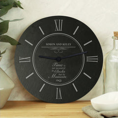 Personalised Rustic Slate Wall Clock