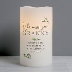 Personalised Botanical Flameless Pillar Candle