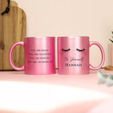 Personalised Pink Glitter Eyelashes Mug