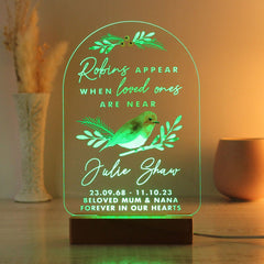 Personalised Robin Memorial LED Light