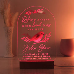 Personalised Robin Memorial LED Light