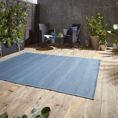 POP Outdoor Blue Flat Weave Plain Rug