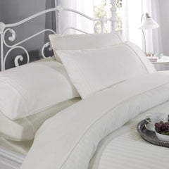Cream Ritz 300 Thread Count 100% Cotton Satin Stripe Duvet Set