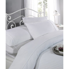 White Ritz 300 Thread Count 100% Cotton Satin Stripe Duvet Set