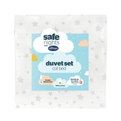 Silentnight Safe Nights Grey Star 100% Cotton Cot Bed Duvet Set