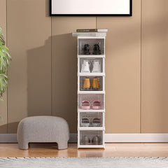Foldable Shoe Storage 6-Tier White Box Unit