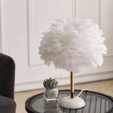 Faux Feather White LED Bedside Lamp