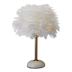 Faux Feather White LED Bedside Lamp