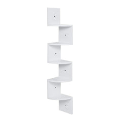 Wooden Zigzag Floating Corner Shelves 5-Tier White