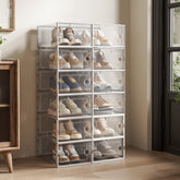 12-Piece White Stackable Plastic Shoe Organiser