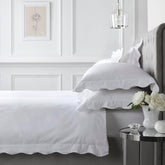Scallop Edge White 100% Cotton Duvet Set