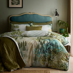 Hidden Garden Green Cotton Sateen Duvet Set