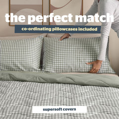 Silentnight Summer Breeze Gingham Sage Reversible 2.5 Tog Coverless Duvet