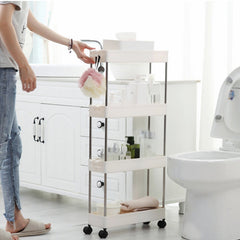 4-Tier Slim White Plastic Corner Storage Shelf