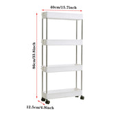 4-Tier Slim White Plastic Corner Storage Shelf