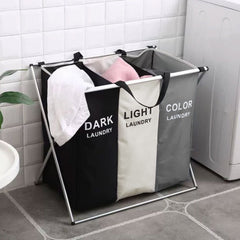 Foldable 3-Section Aluminium Frame Laundry Basket