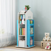 Blue 360° Rotating Kids House Bookshelf