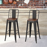 Industrial Style Metal Bar Stool Set of 2