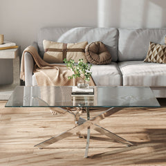 Rectangular Tempered Glass End Table