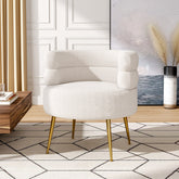 Cream Teddy Fur Upholstered Barrel Accent Chair