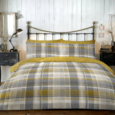 Connolly Ochre Check Brushed Cotton Duvet Set