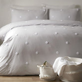 Dot Garden Silver 100% Cotton Duvet Set