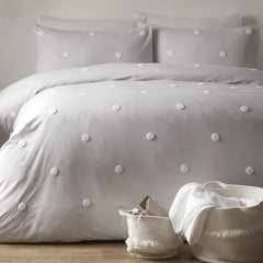 Dot Garden Silver 100% Cotton Duvet Set