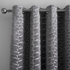 Kendal Charcoal Grey Velvet Eyelet Curtains
