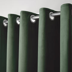 Montrose Bottle Green Velvet Blackout Thermal Coated Eyelet Curtains
