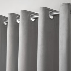 Montrose Silver Grey Velvet Blackout Thermal Coated Eyelet Curtains