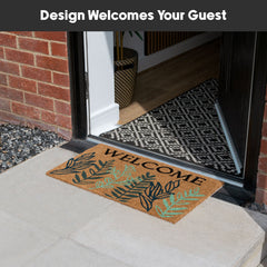 Welcome Leaves Eco-Friendly Latex Backed Coir Entrance Doormat