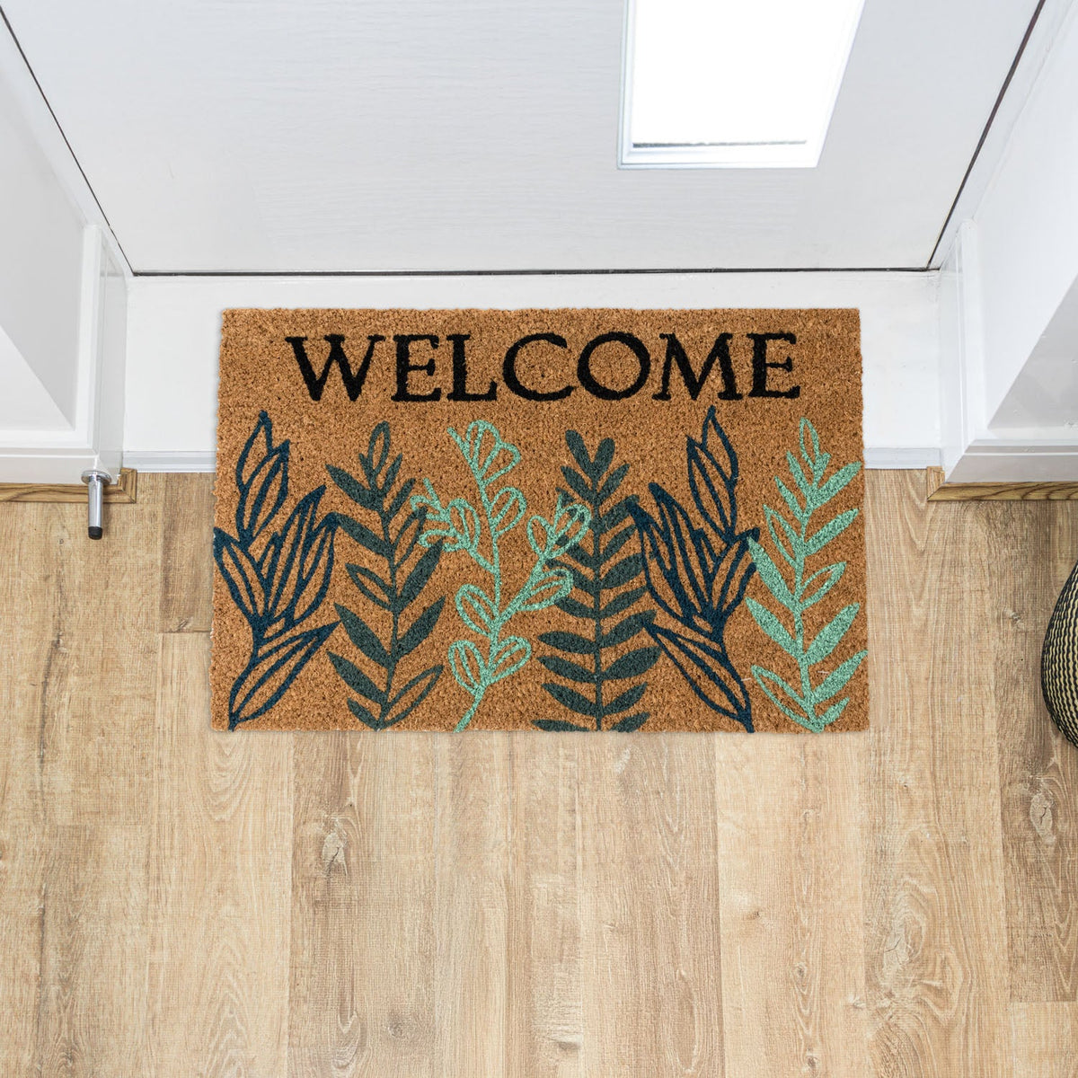 Welcome Leaves Eco-Friendly Latex Backed Coir Entrance Doormat