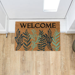 Welcome Leaves Eco-Friendly Latex Backed Coir Entrance Doormat