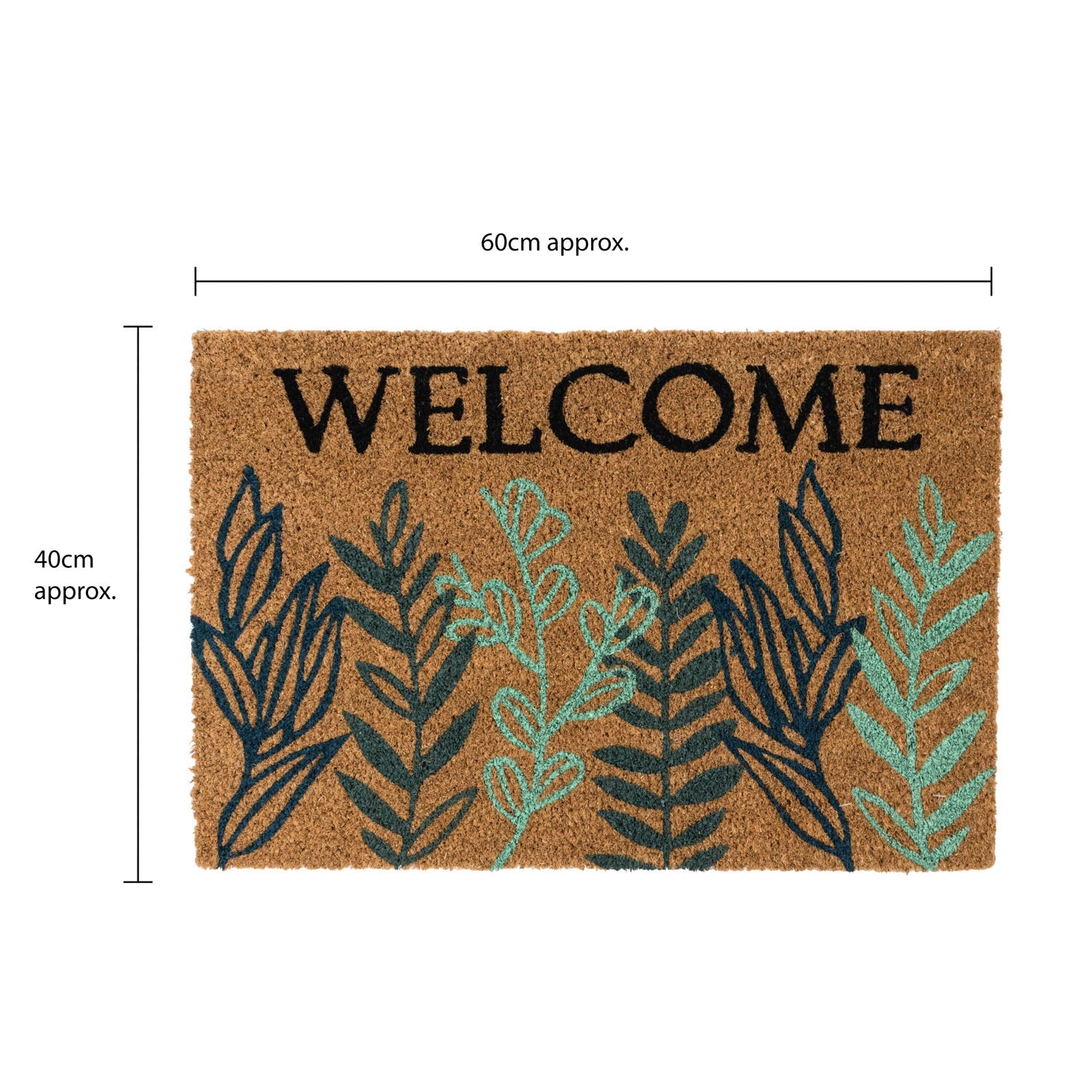 Welcome Leaves Eco-Friendly Latex Backed Coir Entrance Doormat