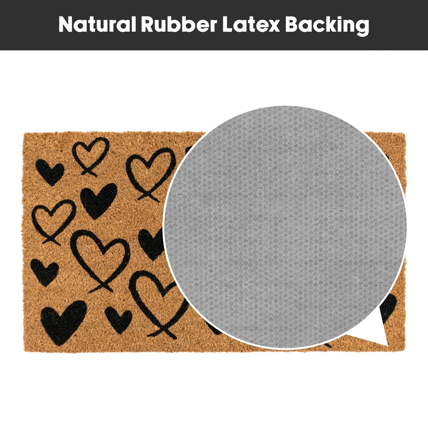 Hearts Eco-Friendly Latex Backed Coir Entrance Doormat