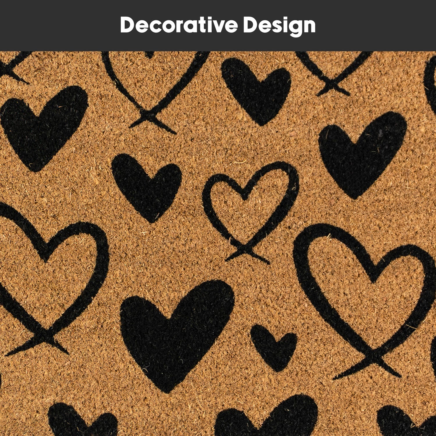 Hearts Eco-Friendly Latex Backed Coir Entrance Doormat Runner