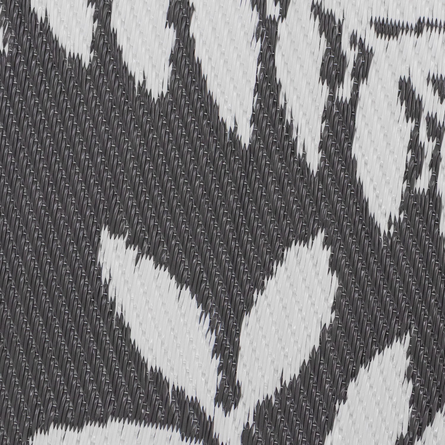 Lightweight Reversible Small Grey Leaf Pattern Outdoor Rug