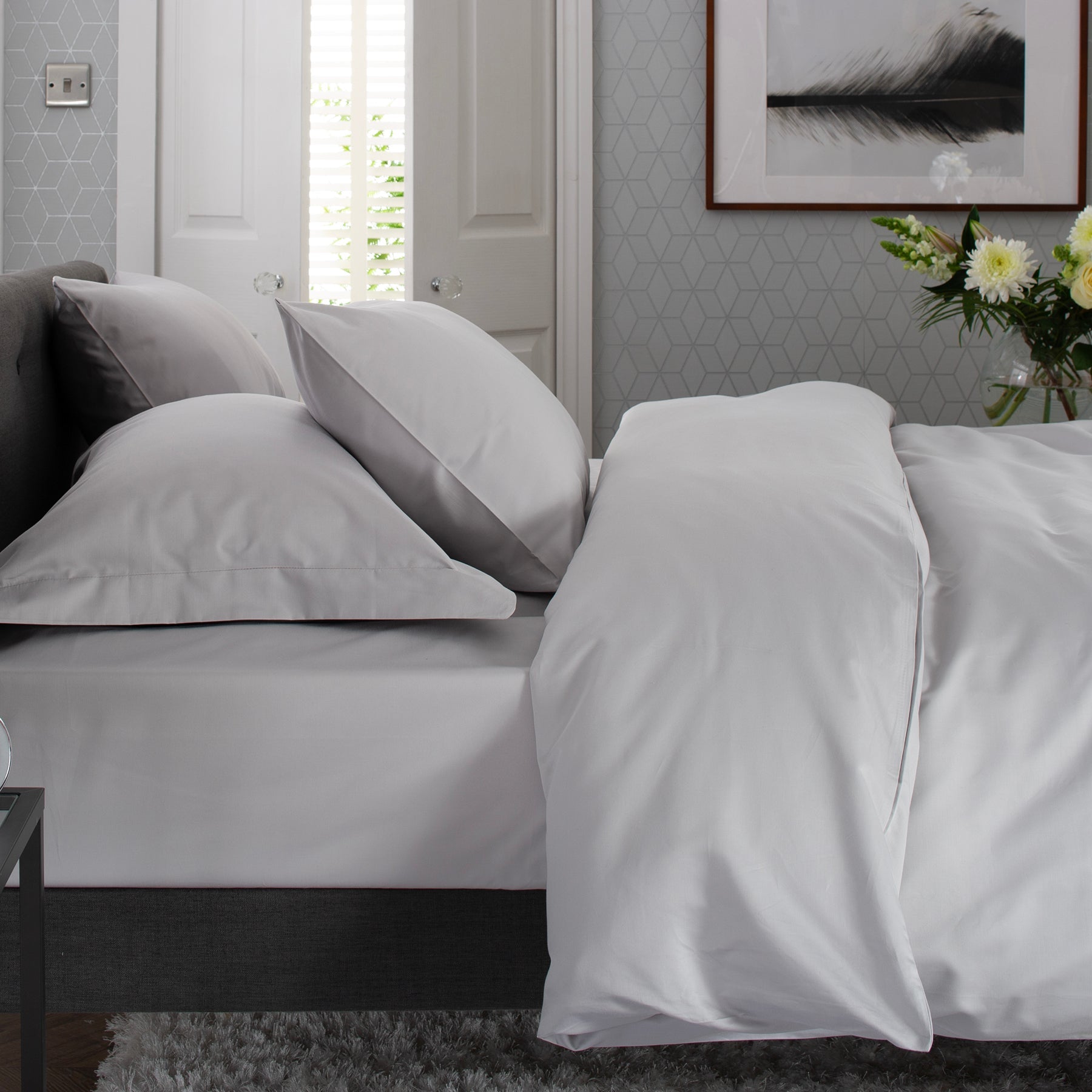 The Lyndon Company Peninsula Grey Cotton Sateen 1000TC Duvet Cover