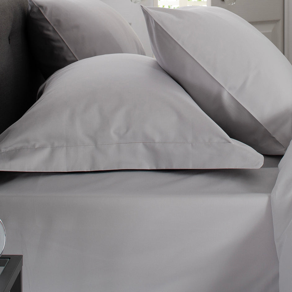 The Lyndon Company Peninsula Grey Cotton Sateen 1000TC Oxford Pillowcase (Single)