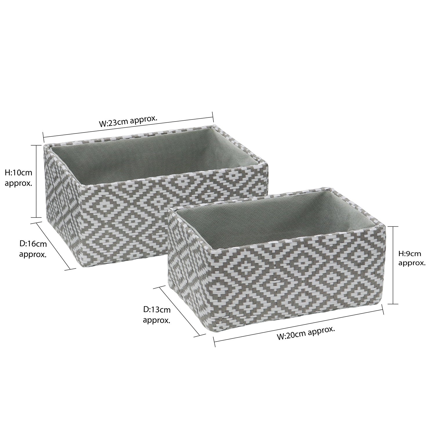 Argyle Set of 2 Rectangular Paper Storage Baskets