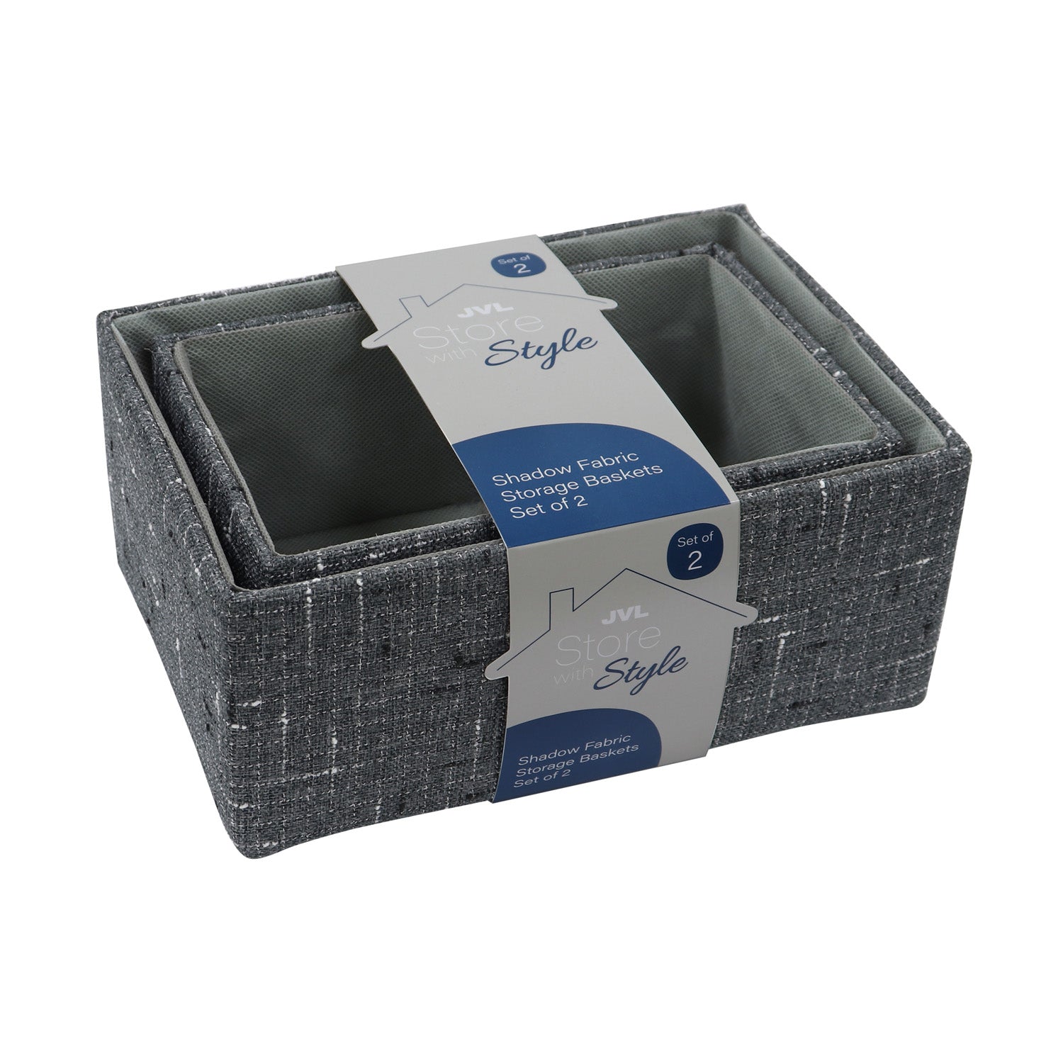 Shadow Set of 2 Rectangular Fabric Storage Baskets