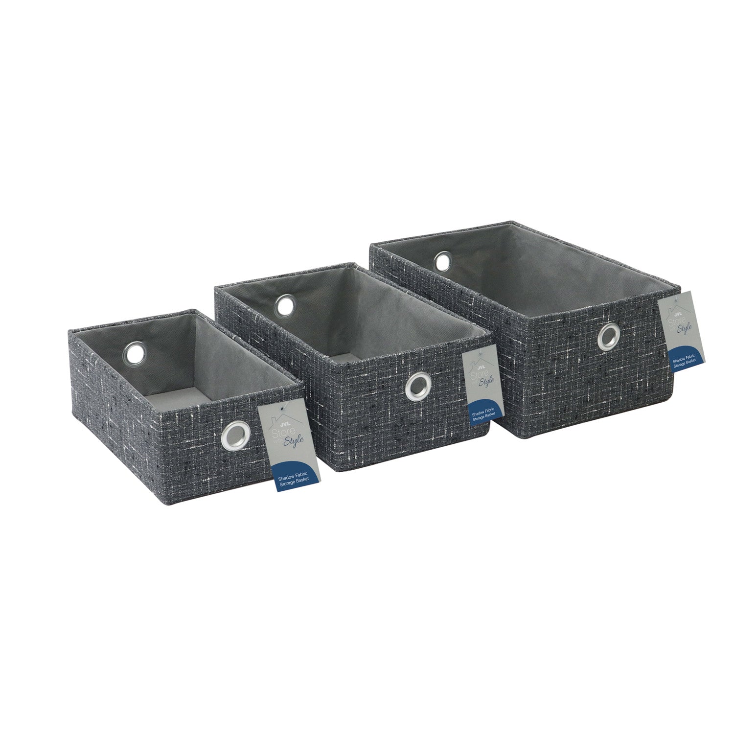 Shadow Set of 3 Rectangular Fabric Storage Baskets