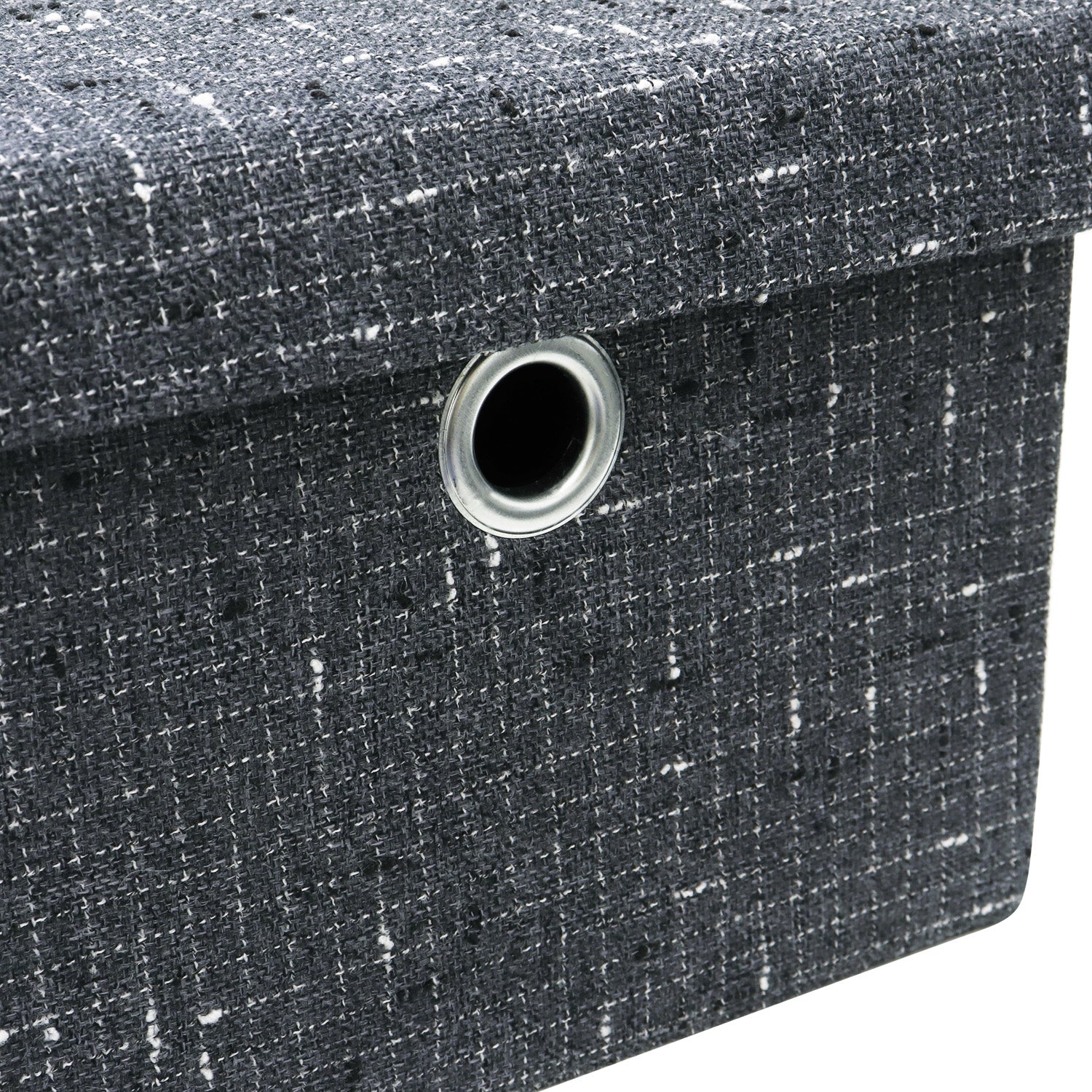 Shadow Set of 3 Rectangular Fabric Storage Boxes with Lids