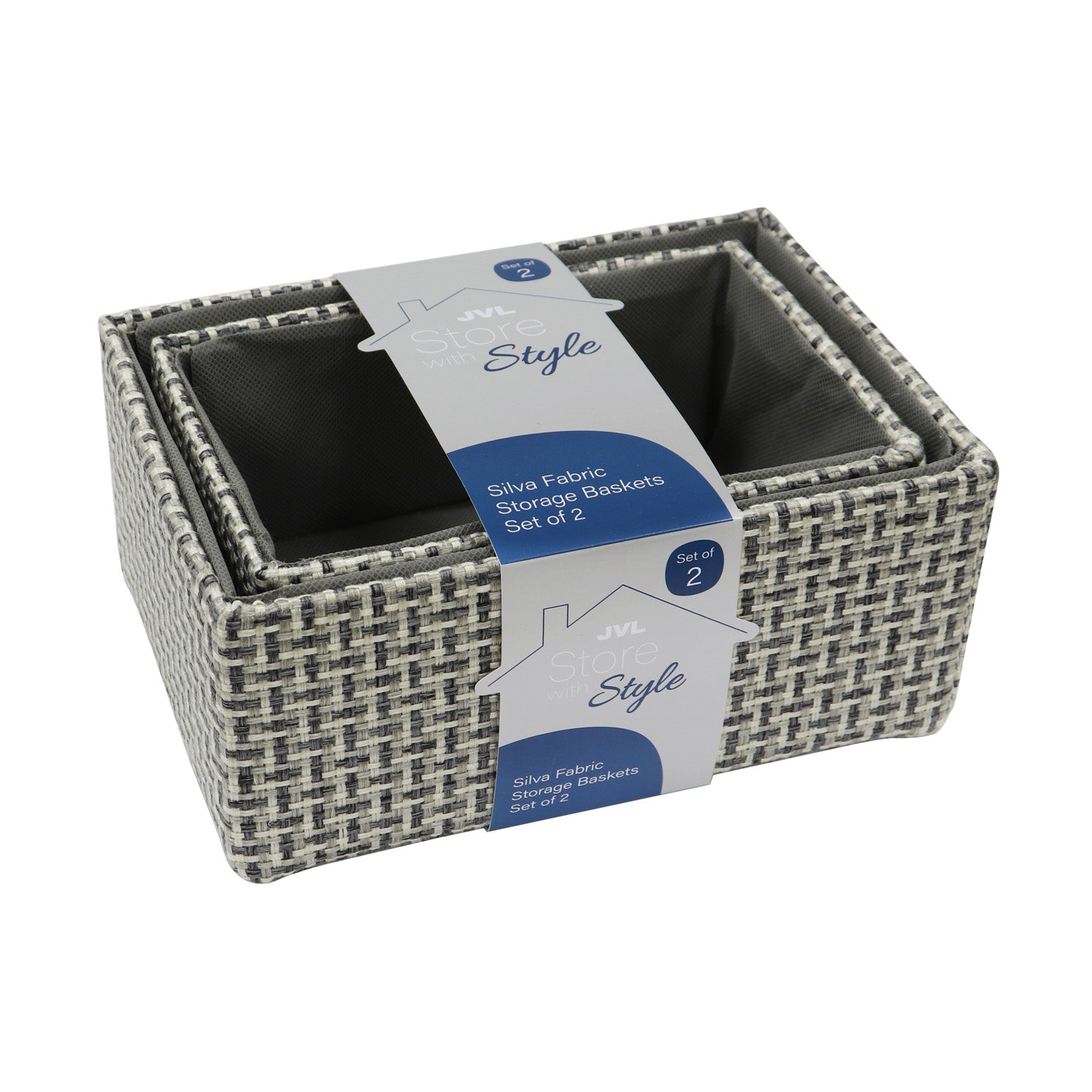 Silva Set of 2 Rectangular Fabric Storage Baskets