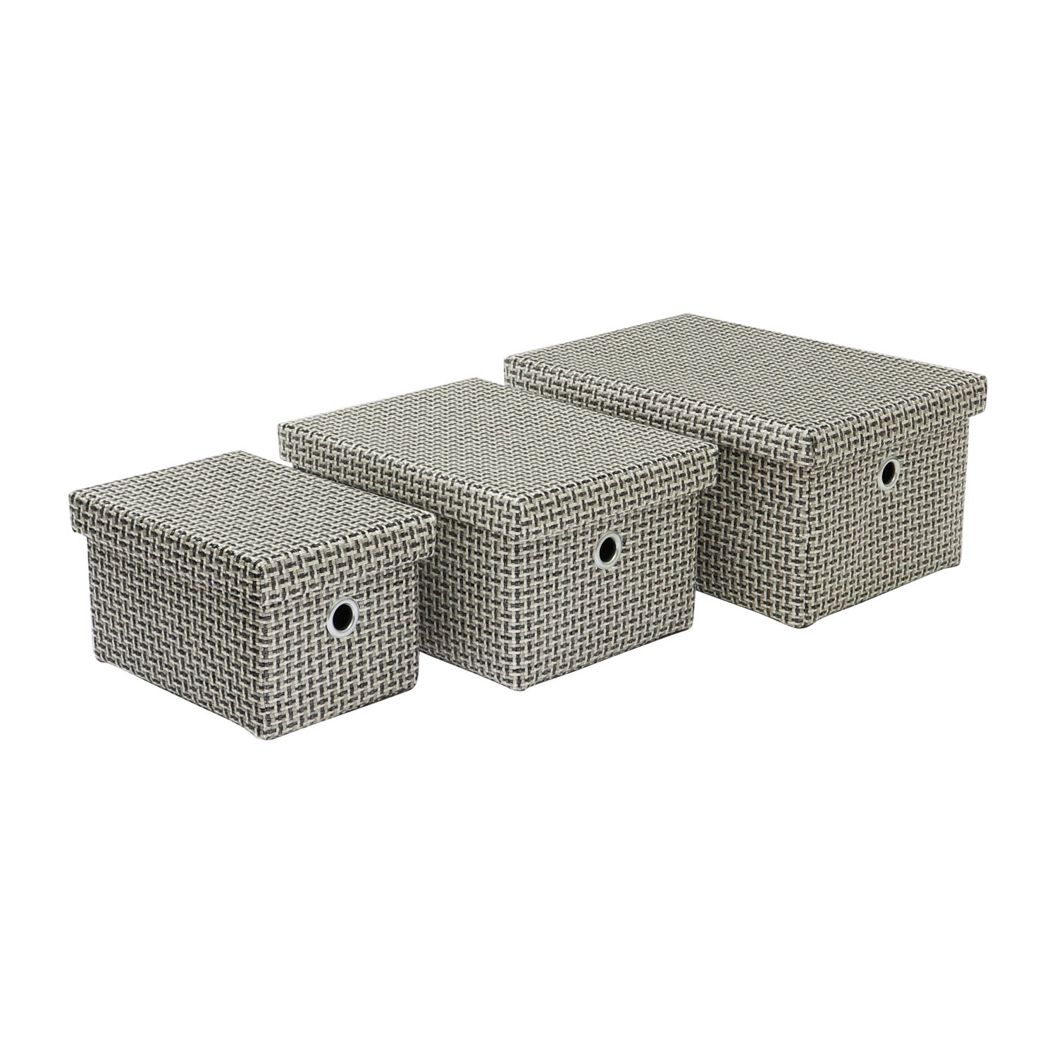 Silva Set of 3 Rectangular Fabric Storage Boxes with Lids