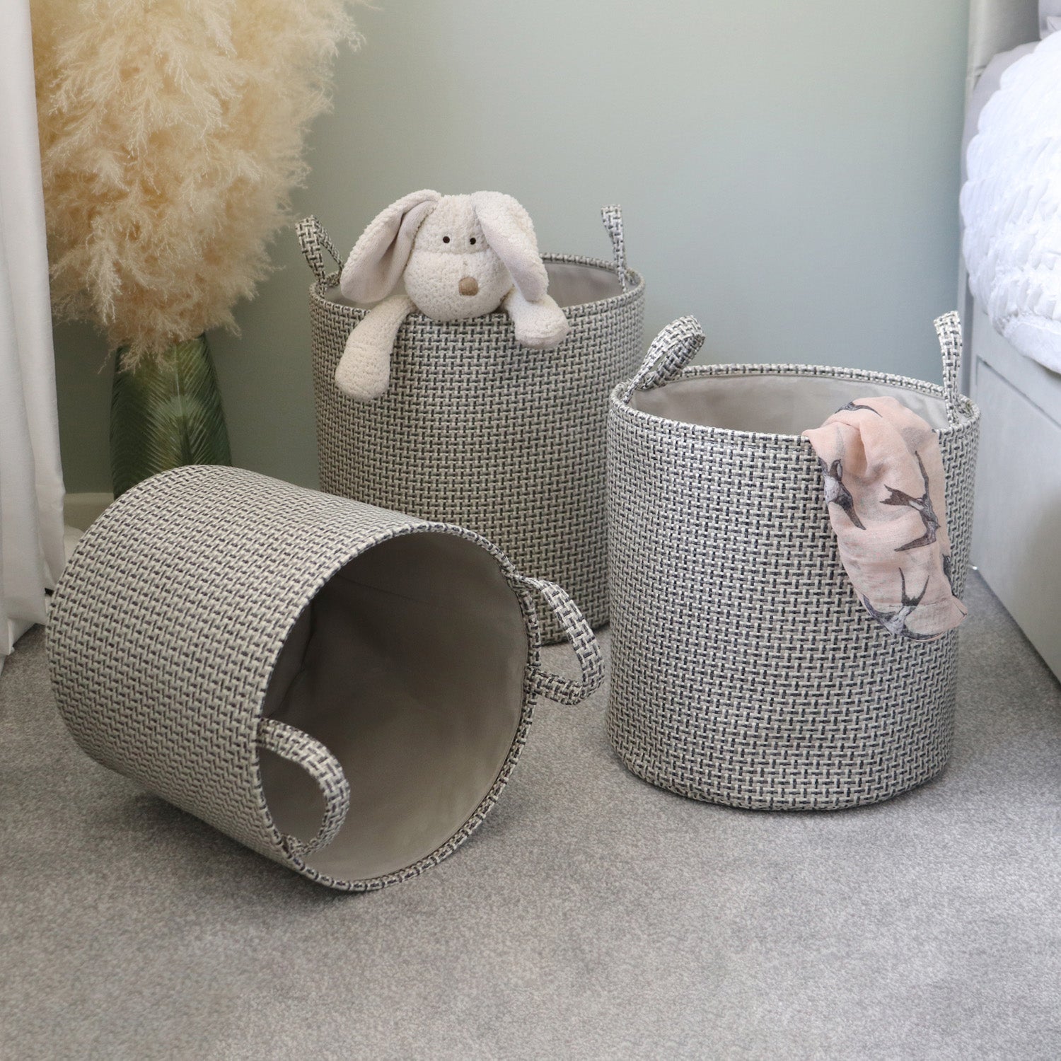 Silva Set of 3 Round Fabric Storage Baskets