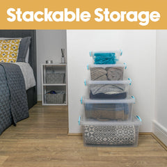 Plastic Clip Set Of 5 Stackable Lidded Storage Box Set