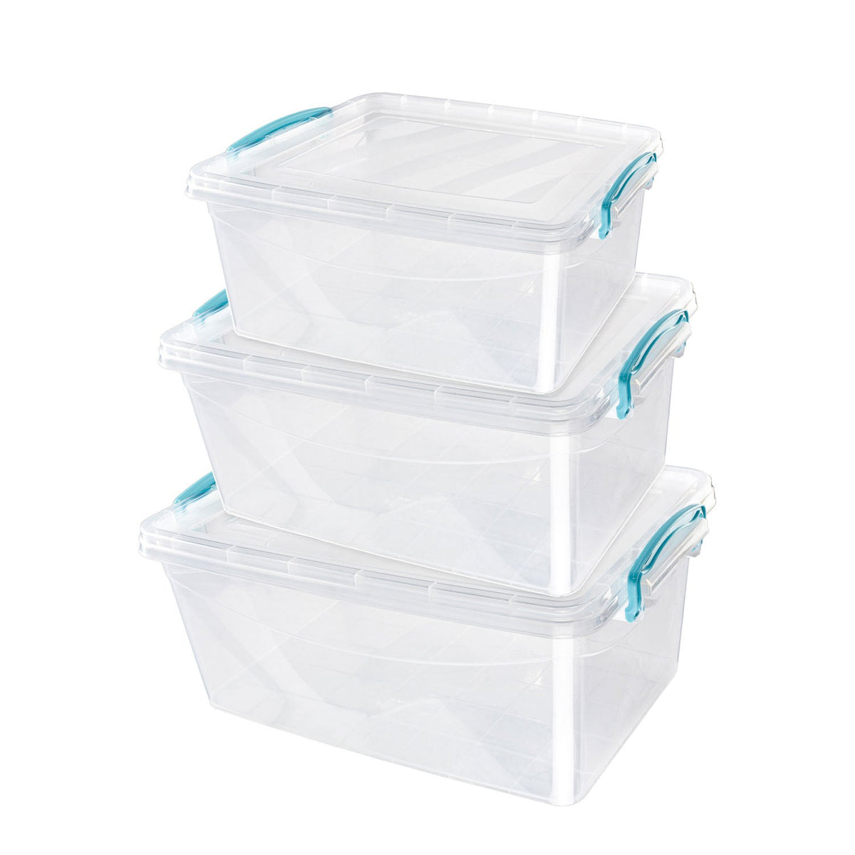 Plastic Clip Set of 3 Stackable Lidded Food Storage Box Set