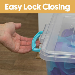 Plastic Clip Set of 3 Stackable Lidded Storage Box Set
