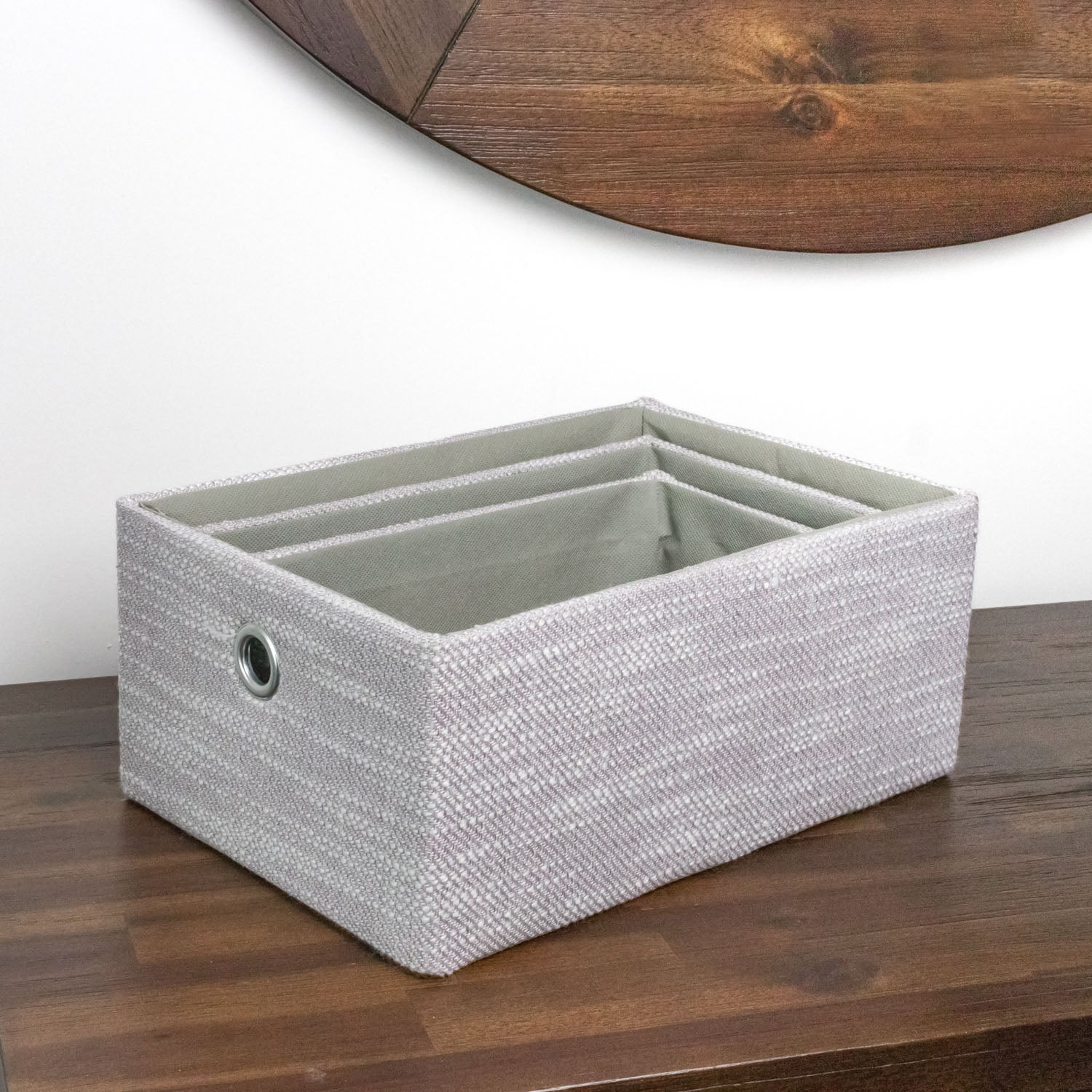 Serena Grey Set of 3 Rectangular Storage Baskets
